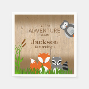 Woodland Adventure Animals Birthday Party Napkin