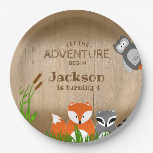 Woodland Adventure Animals Birthday Party Paper Plate