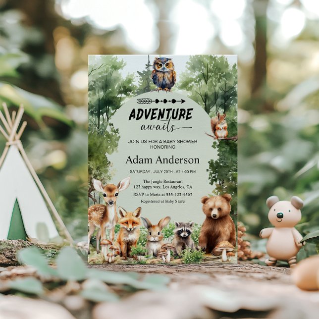 Woodland Adventure Awaits Baby Shower  Invitation (Creator Uploaded)
