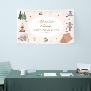 Woodland Adventure Awaits Camping Baby Shower Banner