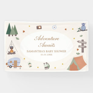 Woodland Adventure Awaits Camping Baby Shower Banner