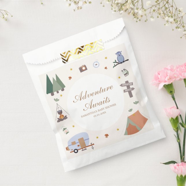 Woodland Adventure Awaits Camping Baby Shower Favour Bag (Sealed)