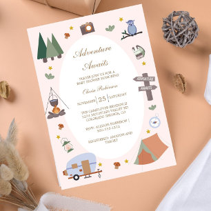 Woodland Adventure Awaits Camping Baby Shower Invitation