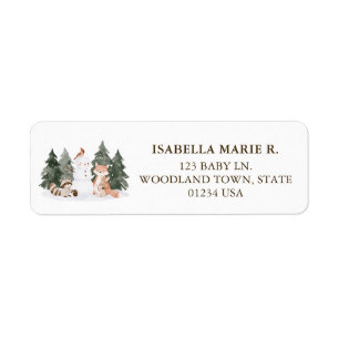 Woodland Adventure Baby Shower Address Return Address Label