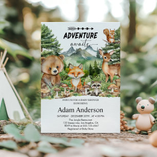 Woodland Adventure Baby Shower Invitation Forest