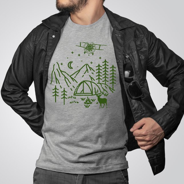 Woodland Aeroplane Mountain,Pine tree,Retro,Rustic T-Shirt (Creator Uploaded)