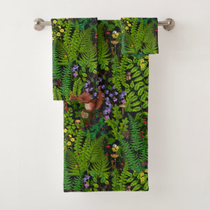 Woodland amimals and plants bath towel set