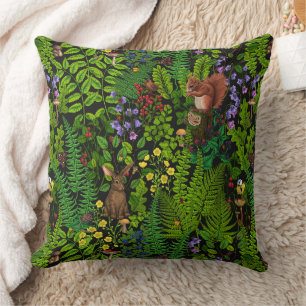 Woodland amimals and plants cushion