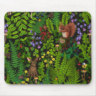 Woodland amimals and plants mouse pad