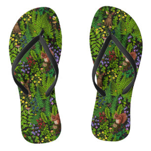 Woodland amimals and plants thongs