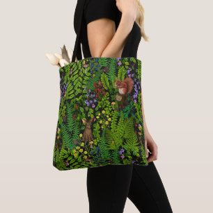 Woodland amimals and plants tote bag