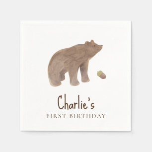 Woodland Animal 1st Birthday Party Paper Napkin