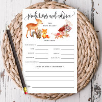 Woodland Animal Baby Prediction/Advice Paper Card