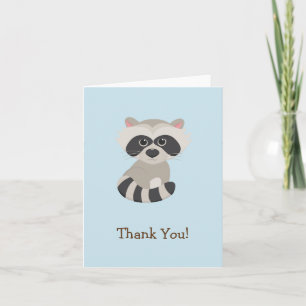 Woodland Animal Baby Racoon on Blue Thank You Card