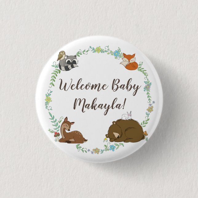 Woodland Animal Baby Shower 3 Cm Round Badge (Front)