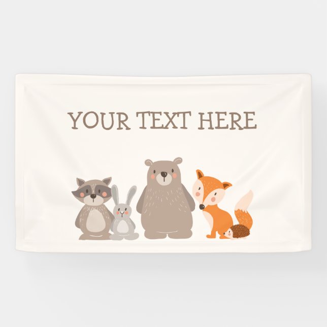 Woodland Animal Baby shower banner Forest Cute (Horizontal)
