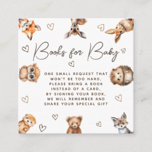 Woodland Animal Baby Shower books for baby Enclosure Card
