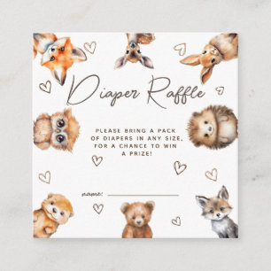 Woodland Animal Baby Shower Diaper Raffle Card