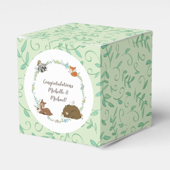 Woodland Animal Baby Shower Favour Box (Front Side)