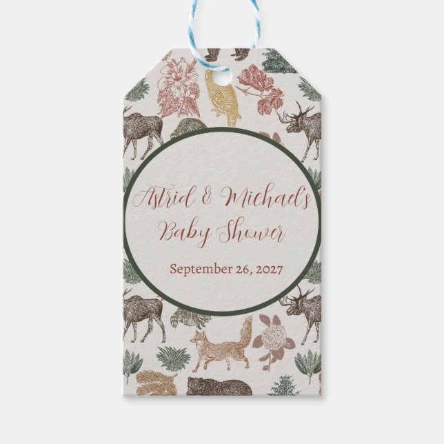 Woodland Animal Baby Shower  Gift Tags (Front)