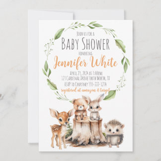 Woodland Animal Baby Shower Invitation
