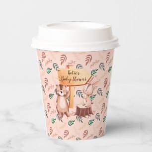 Woodland animal baby shower plates, Shower decor  Paper Cups