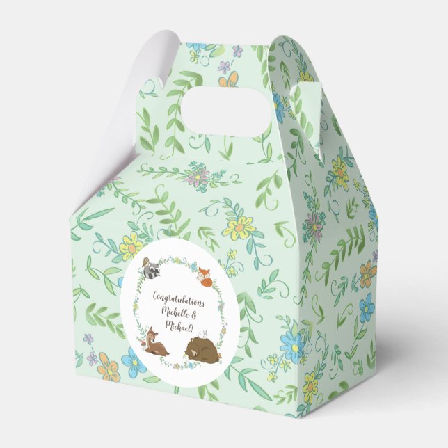 Woodland Animal Baby Shower Spring Favour Box (Front Side)