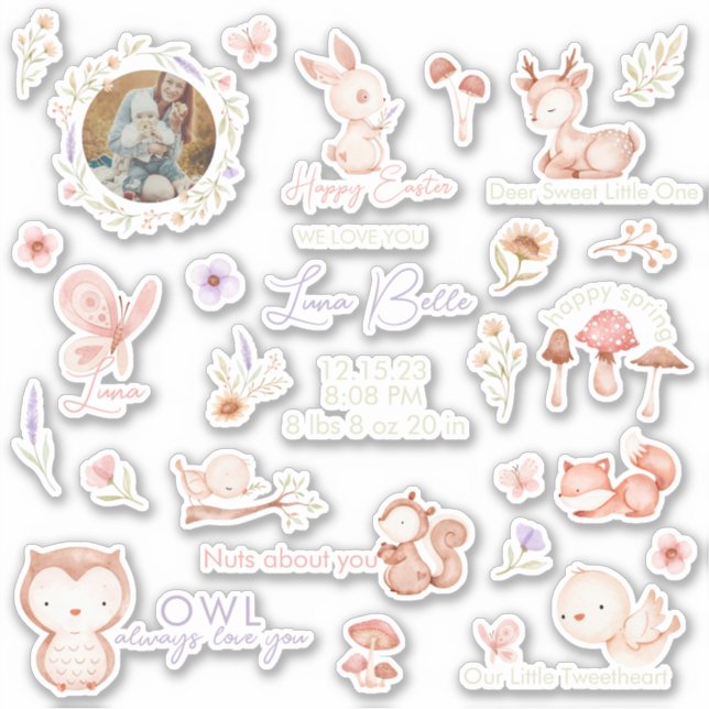 Woodland Animal Baby Vinyl Stickers (Front)