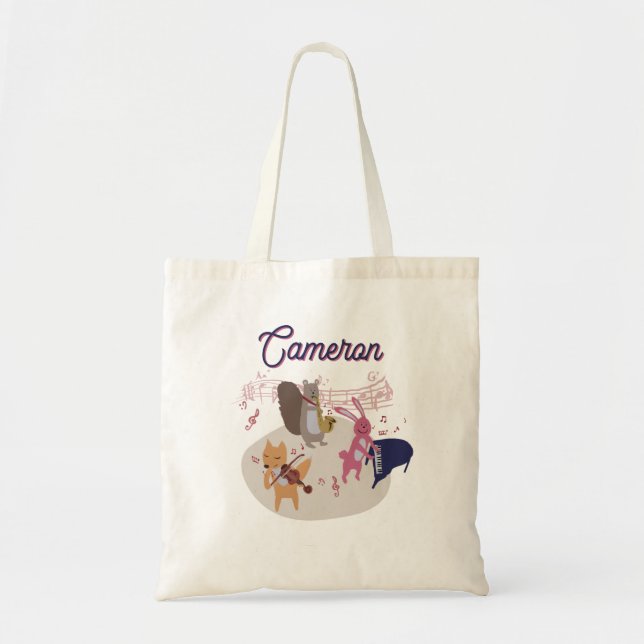 Woodland Animal Band Personalized Tote Bag (Front)