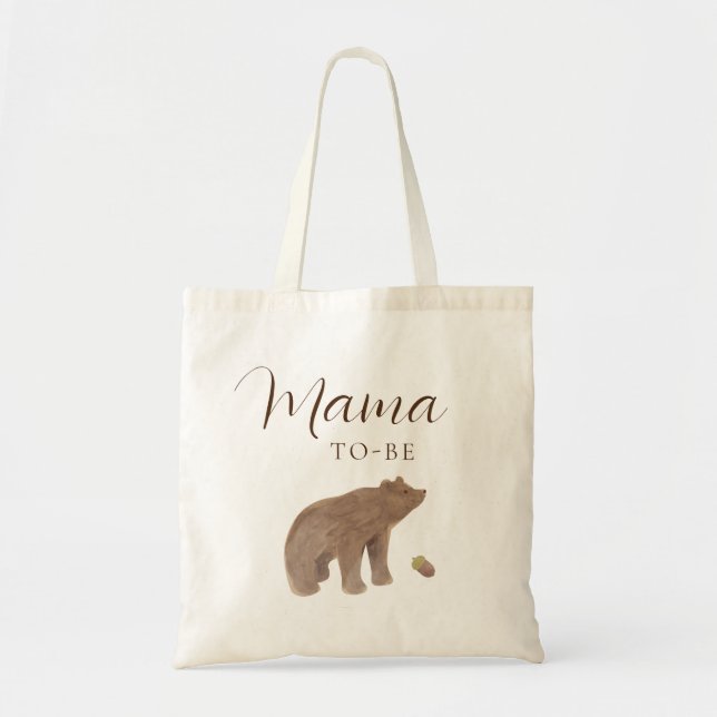 Woodland Animal Bear Fall Baby Shower Mama to be Tote Bag (Front)