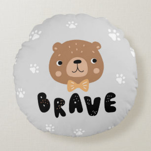 Woodland Animal Bear Nursery Decor Round Cushion
