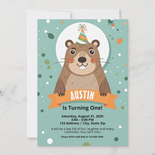 Woodland Animal Birthday Invitations for Kids (Front)