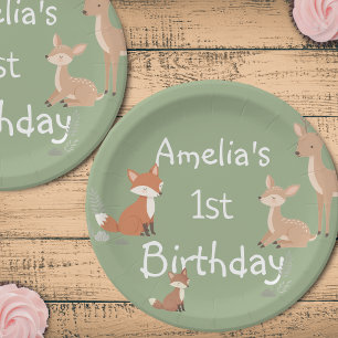 Woodland Animal Birthday Party Paper Plate