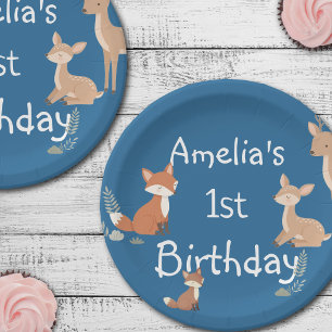  Woodland Animal Birthday Party  Paper Plate