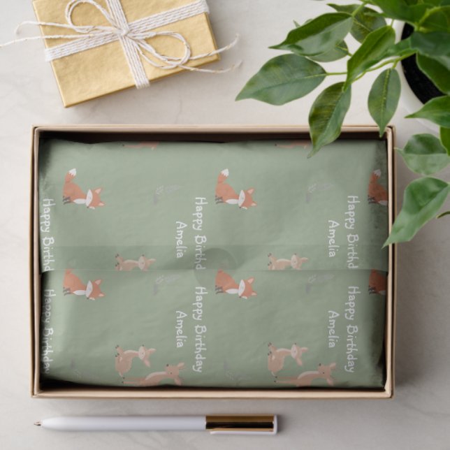  Woodland Animal Birthday Personalised  Tissue Paper (Gift)