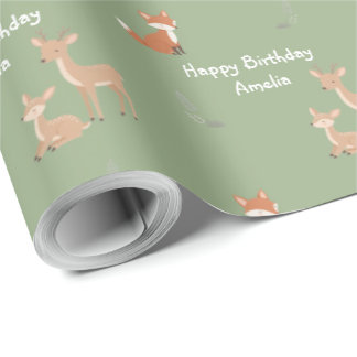  Woodland Animal Birthday Personalized  Wrapping Paper