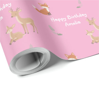  Woodland Animal Birthday Personalized  Wrapping Paper