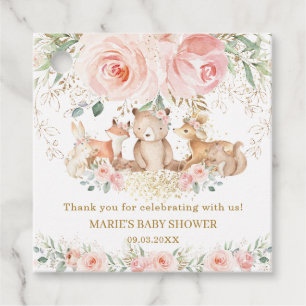Woodland Animal Blush Floral Baby Shower Birthday  Favour Tags