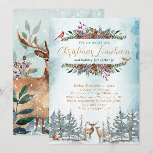 Woodland Animal Christmas Party Invitation