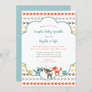 Woodland Animal Couples Baby Sprinkle Invitation