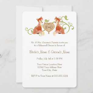 Woodland Animal Creatures, Fox n Vines Weddings Invitation