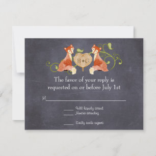 Woodland Animal Creatures, Fox n Vines Weddings RSVP Card