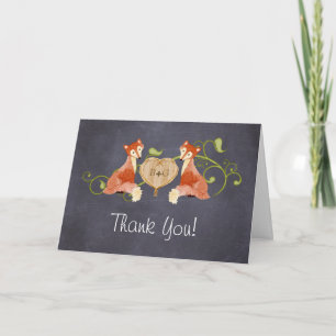 Woodland Animal Creatures, Fox n Vines Weddings Thank You Card