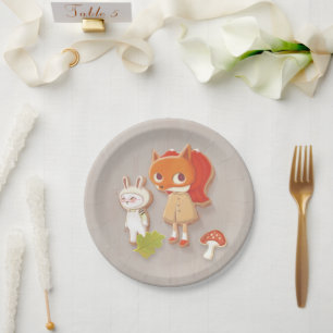 Woodland animal decorated cookies paper plate