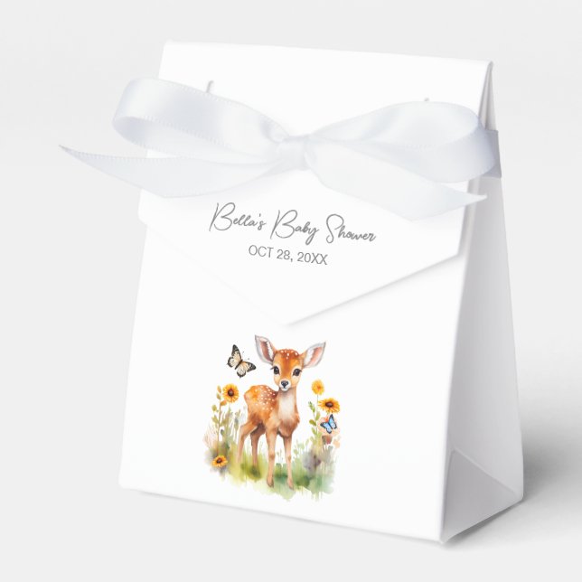 Woodland Animal Deer Baby Shower Favour Box (Front Side)