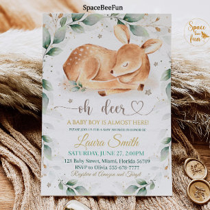 Woodland animal Deer Baby Shower Invitation boy