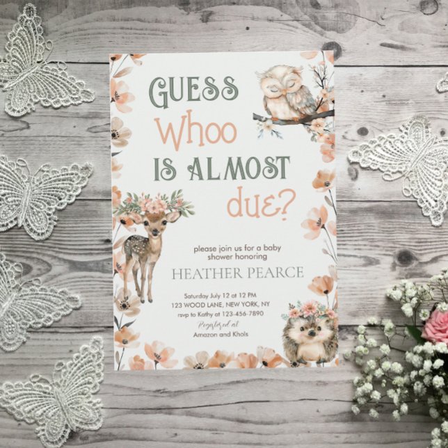 Woodland Animal Deer Owl Baby Shower Invitation (Creator Uploaded)