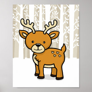 Woodland Animal Deer Poster