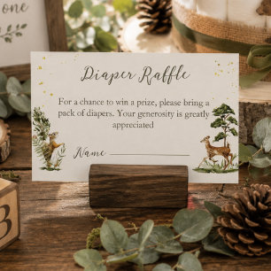 Woodland Animal Diaper Raffle baby shower game Enclosure Card
