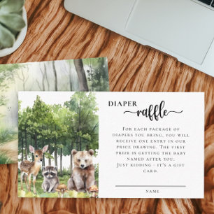 Woodland Animal Diaper Raffle Card for Baby Shower